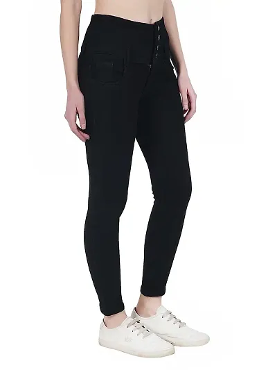 Linaria Women 4 Button Plain Stretchable Jeans