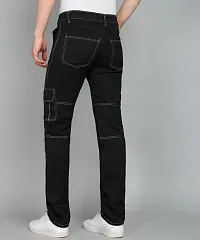 Stylish Black Denim Solid Mid-Rise Jeans For Men-thumb1