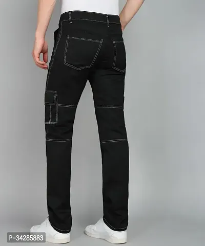 Stylish Black Denim Solid Mid-Rise Jeans For Men-thumb2