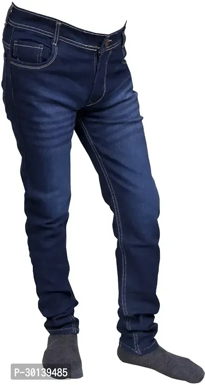 Stylish Black Denim Faded Mid-Rise Jeans For Men-thumb3