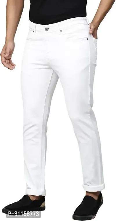 Stylish White Denim Mid-Rise Jeans For Men-thumb3