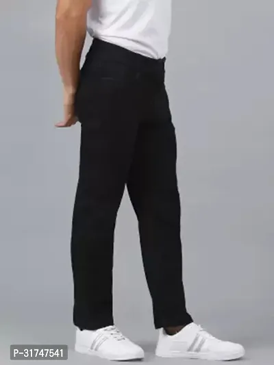 Elegant Black Denim Solid Jeans For Men-thumb2