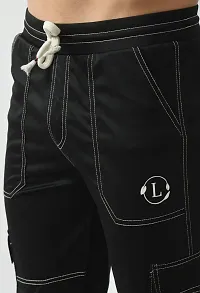 Linaria Stylish Black Lycra Blend Solid Regular Fit Trouser For Men-thumb2