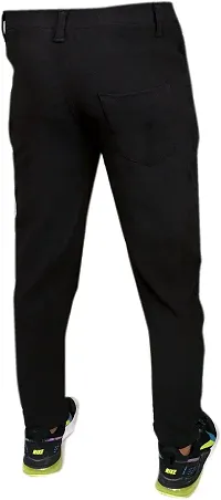 Linaria Stylish Black Cotton Blend Solid Regular Fit Trouser For Men-thumb1