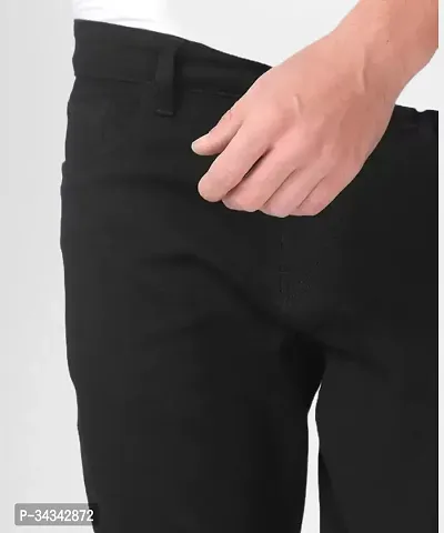 Elegant Black Denim Solid Jeans For Men And Boys-thumb5