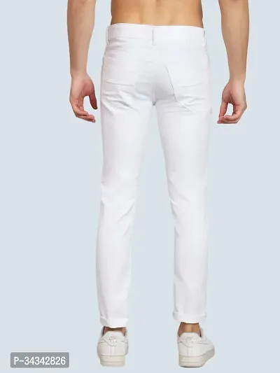 Elegant White Denim Solid Jeans For Men And Boys-thumb2