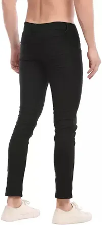 Stylish Black Denim Distress Mid-Rise Jeans For Men-thumb1