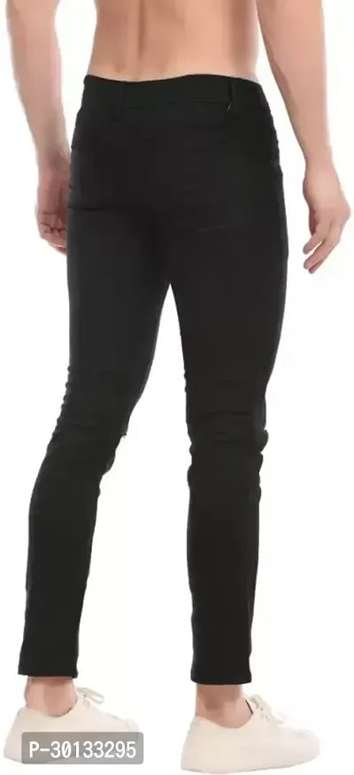 Stylish Black Denim Distress Mid-Rise Jeans For Men-thumb2