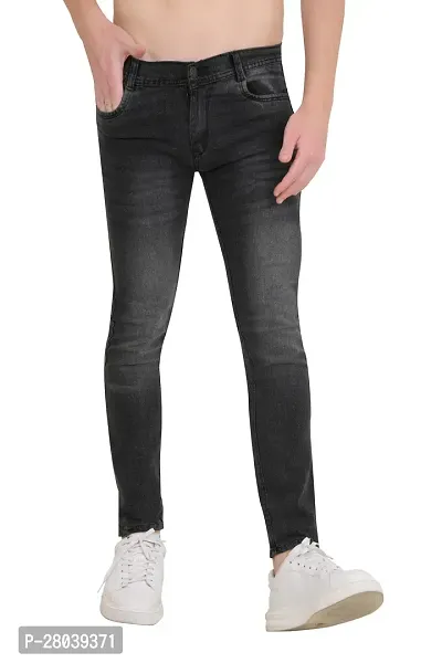 Stylish Black Cotton Blend Mid-Rise Jeans For Men