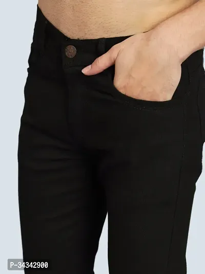 Elegant Black Denim Solid Jeans For Men And Boys-thumb4