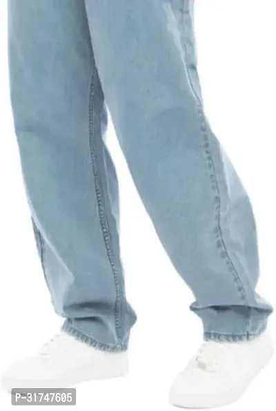 Elegant Light Blue Denim Solid Jeans For Men-thumb4