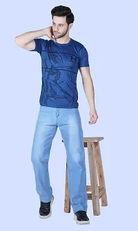 Elegant Light Blue Denim Solid Jeans For Men-thumb2