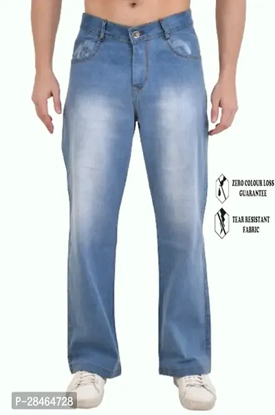 Stylish Blue Denim Solid Mid-Rise Jeans For Men-thumb0