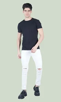 Stylish White Cotton Blend Mid-Rise Jeans For Men-thumb2