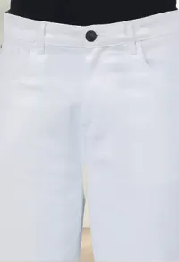 Stylish White Denim Solid Mid-Rise Jeans For Men-thumb3