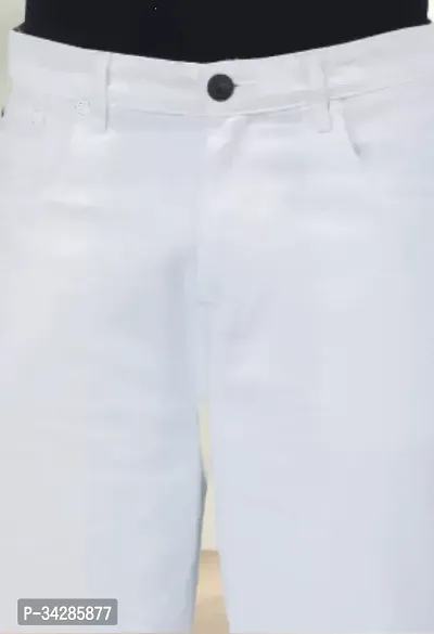 Stylish White Denim Solid Mid-Rise Jeans For Men-thumb4