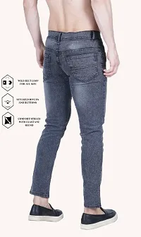 Stylish Grey Cotton Blend Mid-Rise Jeans For Men-thumb3