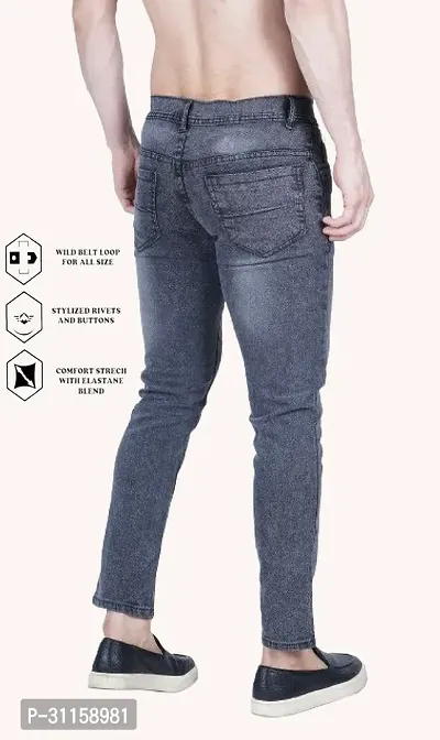 Stylish Grey Cotton Blend Mid-Rise Jeans For Men-thumb4