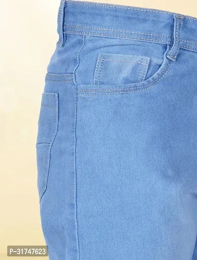 Elegant Light Blue Denim Solid Jeans For Men-thumb3