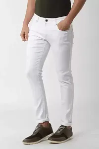 Stylish White Denim Mid-Rise Jeans For Men-thumb2