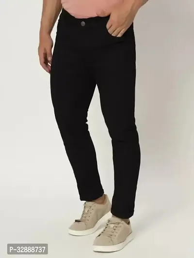 Stylish Black Denim Mid-Rise Jeans For Men-thumb0