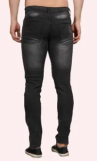 Classic Grey Cotton Blend Solid Jeans For Men-thumb1