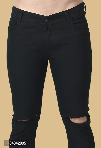 Elegant Black Denim Distress Jeans For Men And Boys-thumb5