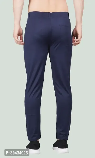 Stylish Blue Polyester Spandex Solid Track Pant For Men-thumb2