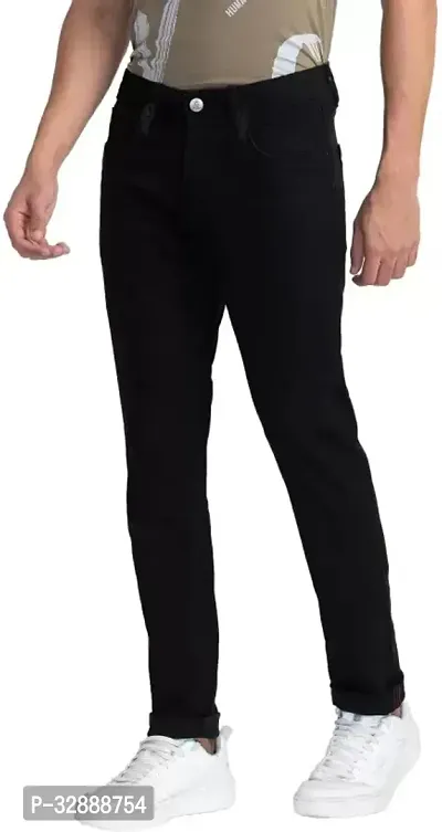 Stylish Black Denim Mid-Rise Jeans For Men-thumb3