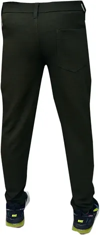 Linaria Stylish Black Cotton Blend Solid Regular Fit Trouser For Men-thumb1