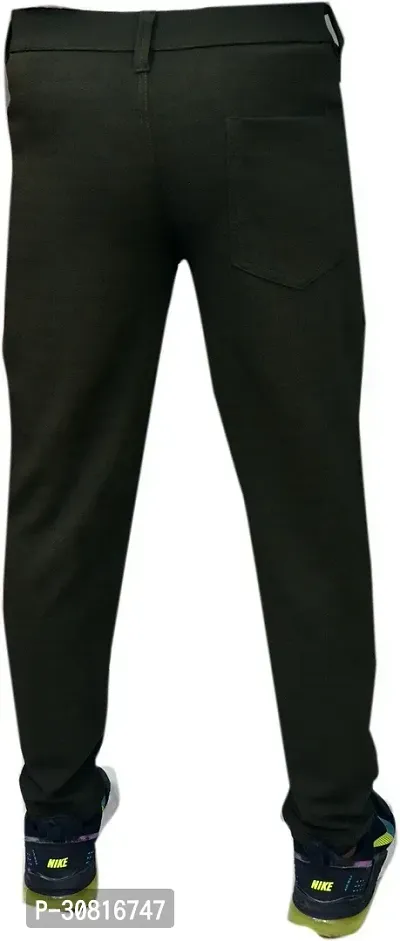 Linaria Stylish Black Cotton Blend Solid Regular Fit Trouser For Men-thumb2