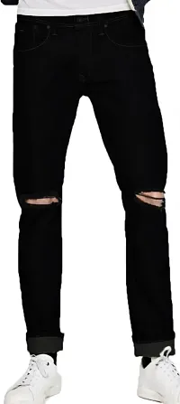 Best Quality Black Knee Cut Jeans For Men At Best Price