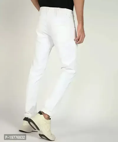 Reliable White Cotton Blend Mid-Rise Jeans For Men-thumb2