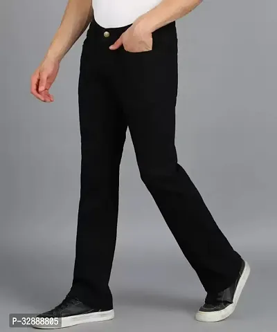 Stylish Black Denim Mid-Rise Jeans For Men