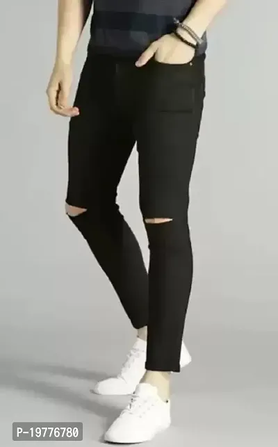 Reliable Black Cotton Blend Mid-Rise Jeans For Men-thumb2