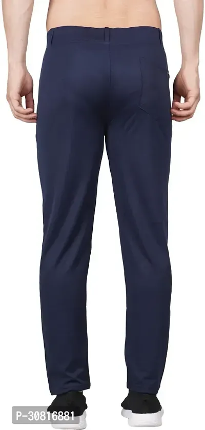 Linaria Stylish Blue Lycra Blend Solid Regular Fit Trouser For Men-thumb2