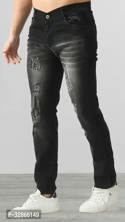 Stylish Denim Grey Solid Mid-Rise Jeans For Men-thumb0