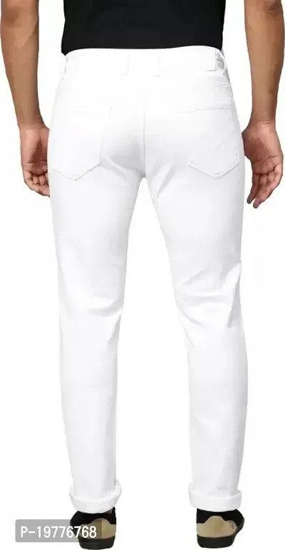 Reliable White Cotton Blend Mid-Rise Jeans For Men-thumb2