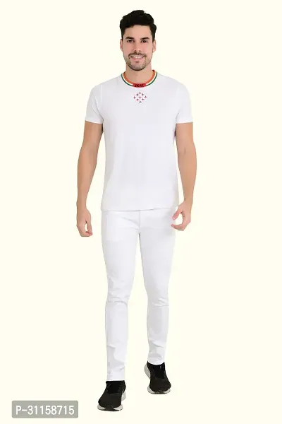 Stylish White Cotton Blend Mid-Rise Jeans For Men-thumb2