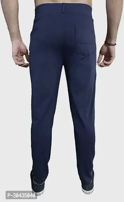 Stylish Blue Polyester Spandex Solid Track Pant For Men-thumb2