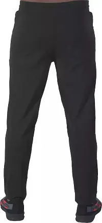 Stylish Black Lycra Blend Regular Track Pants for Men-thumb1