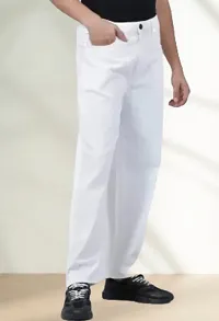 Elegant White Denim Solid Jeans For Men And Boys-thumb2