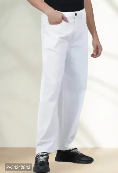 Elegant White Denim Solid Jeans For Men And Boys-thumb3