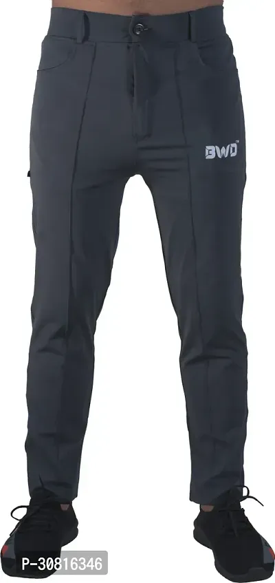 Stylish Grey Lycra Blend Regular Track Pants for Men-thumb5