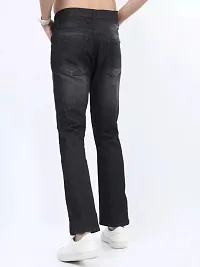 Stylish Black Denim Faded Mid-Rise Jeans For Men-thumb1