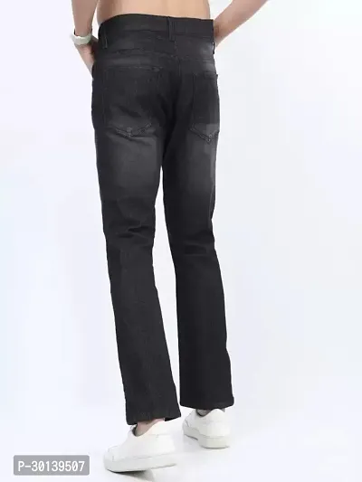 Stylish Black Denim Faded Mid-Rise Jeans For Men-thumb2