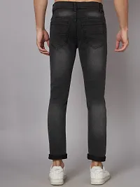 Stylish Black Denim Faded Mid-Rise Jeans For Men-thumb1