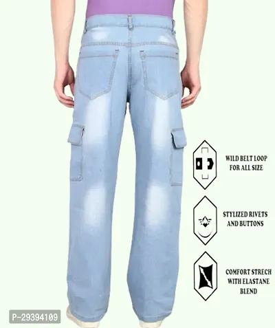 Stylish Blue Faded Mid-Rise Jeans For Men-thumb2