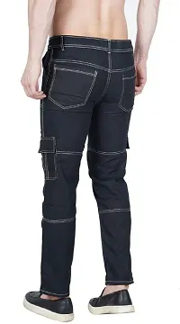 Stylish Black Denim Solid Mid-Rise Jeans For Men-thumb1