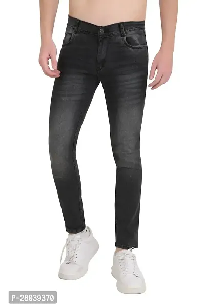 Stylish Black Cotton Blend Mid-Rise Jeans For Men-thumb0